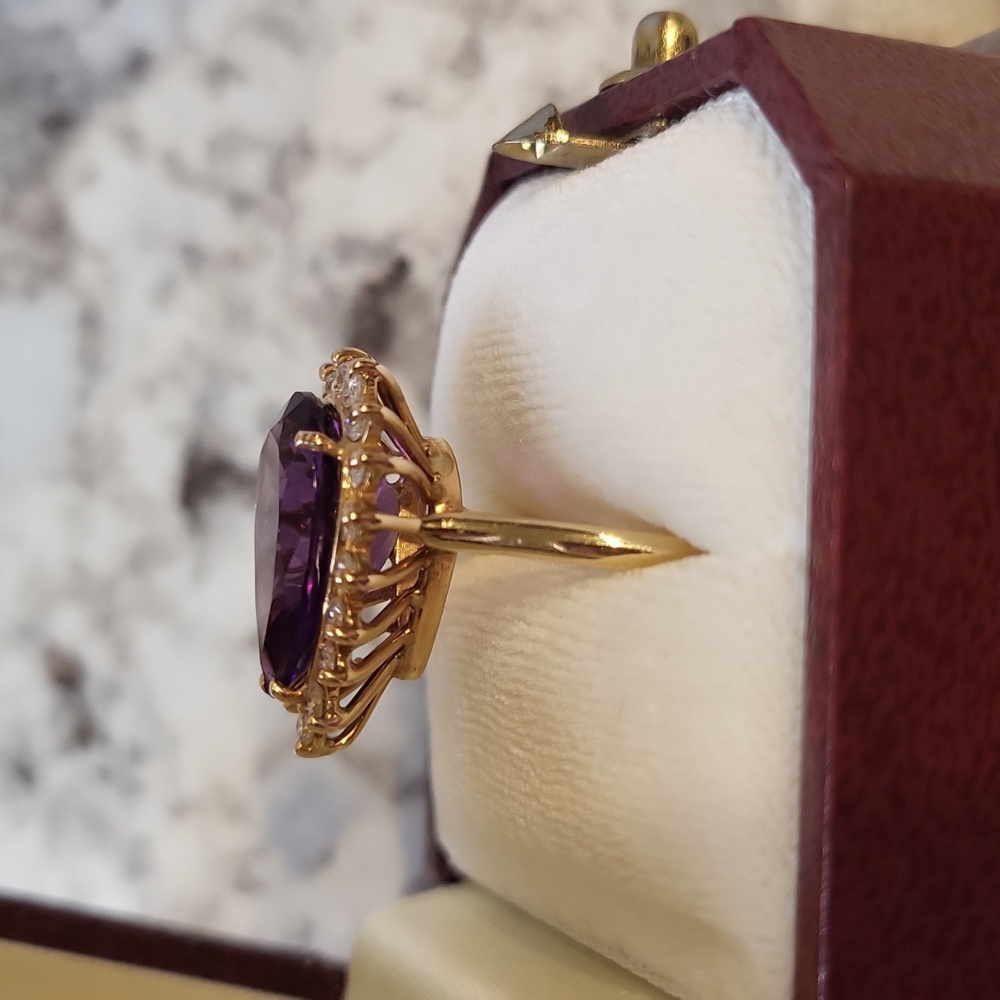 Genuine 14K Yellow Gold, Diamonds, & Amethyst Fine Jew… - Picture 9 of 16